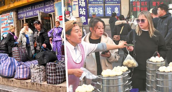 Российские туристы массово устремились за китайским ширпотребом и уличной едой в приграничье Поднебесной